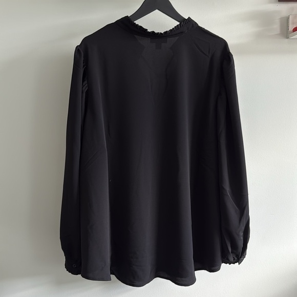 ❤️Alfani Extra 4XL Black Long Sleeve Tie Front Blouse NWOT - Picture 4 of 10